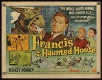 6t175 FRANCIS IN THE HAUNTED HOUSE 1/2sh '56 wacky art of Mickey Rooney w/Francis the talking mule!