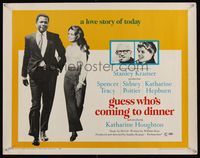 6t201 GUESS WHO'S COMING TO DINNER 1/2sh '67 Sidney Poitier, Spencer Tracy, Hepburn, Houghton