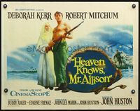 6t212 HEAVEN KNOWS MR. ALLISON 1/2sh '57 barechested Robert Mitchum w/rifle & nun Deborah Kerr!