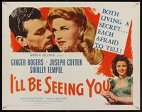 6t239 I'LL BE SEEING YOU 1/2sh R56 close-up image of Ginger Rogers, Joseph Cotten & Shirley Temple!