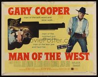 6t346 MAN OF THE WEST style A 1/2sh '58 Gary Cooper is man of soft word, notched gun & fast draw!