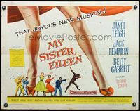 6t386 MY SISTER EILEEN style A 1/2sh '55 Janet Leigh, Lemmon & Garrett are singing from rooftops!