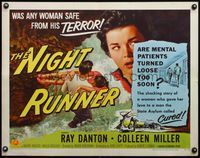 6t401 NIGHT RUNNER style B 1/2sh '57 released mental patient Ray Danton romances Colleen Miller!