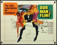 6t423 OUR MAN FLINT 1/2sh '66 Bob Peak art of James Coburn, sexy James Bond spy spoof!