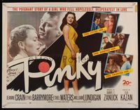 6t438 PINKY 1/2sh '49 Elia Kazan directed, Jeanne Crain, classic half-white/half-black image!