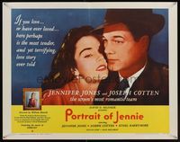 6t447 PORTRAIT OF JENNIE 1/2sh R56 Joseph Cotten loves beautiful ghost Jennifer Jones!
