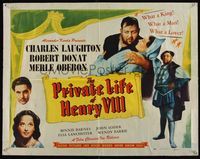 6t452 PRIVATE LIFE OF HENRY VIII 1/2sh R43 art of Charles Laughton, directed by Alexander Korda!