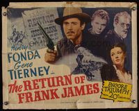 6t476 RETURN OF FRANK JAMES 1/2sh R45 great image of outlaw Henry Fonda by reward sign, Fritz Lang!