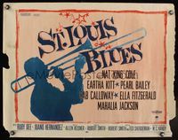 6t550 ST. LOUIS BLUES 1/2sh '58 Nat King Cole, Eartha Kitt, art of silhouette playing trombone!