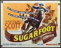 6t567 SUGARFOOT 1/2sh '51 cool full-length artwork of of cowboy Randolph Scott on horseback!