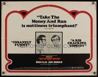 6t575 TAKE THE MONEY & RUN 1/2sh '69 wacky Woody Allen mugshot in classic mockumentary!
