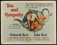 6t577 TEA & SYMPATHY 1/2sh '56 great artwork of Deborah Kerr & John Kerr by Gale, classic tagline!