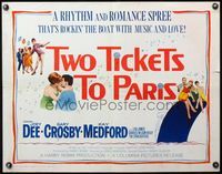 6t617 TWO TICKETS TO PARIS 1/2sh '62 Joey Dee, Gary Crosby, Kay Medford in France!