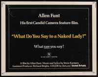 6t643 WHAT DO YOU SAY TO A NAKED LADY 1/2sh '70 Allen Funt's first Candid Camera feature film!