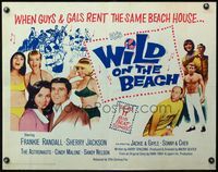 6t649 WILD ON THE BEACH 1/2sh '65 Frankie Randall, Sherry Jackson, Sonny & Cher, teen rock & roll!