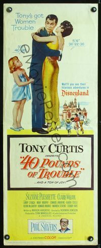 6v321 40 POUNDS OF TROUBLE insert '63 Tony Curtis & Suzanne Pleshette + Magic Castle in Disneyland!