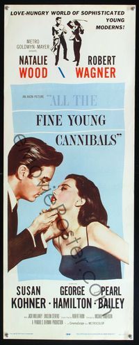 6v330 ALL THE FINE YOUNG CANNIBALS insert '60 art of Robert Wagner about to kiss sexy Natalie Wood!