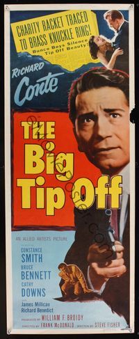 6v357 BIG TIP OFF insert '55 Richard Conte knows everything the underworld does, film noir!