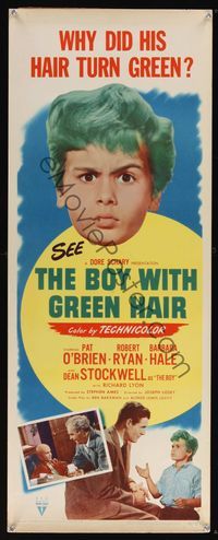 6v365 BOY WITH GREEN HAIR insert '48 huge headshot of Dean Stockwell, a kid who wants to end war!