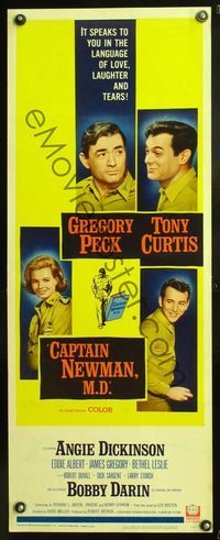 6v376 CAPTAIN NEWMAN M.D. insert '64 Gregory Peck, Tony Curtis, Angie Dickinson, Bobby Darin!