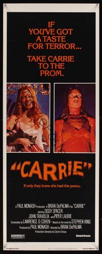6v377 CARRIE insert '76 Stephen King, Sissy Spacek before and after her bloodbath at the prom!
