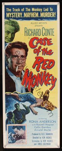 6v378 CASE OF THE RED MONKEY insert '55 Richard Conte solves the impossible crime!