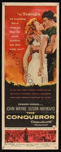 6v384 CONQUEROR insert '56 barbarian John Wayne grabs half-dressed sexy Susan Hayward!