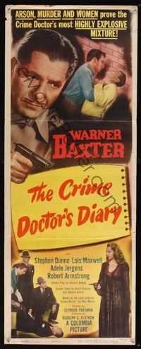 6v391 CRIME DOCTOR'S DIARY insert '49 close up of detective Warner Baxter with gun!