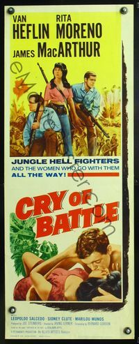 6v393 CRY OF BATTLE insert '63 Van Heflin, Rita Moreno & James MacArthur in the South Pacific!