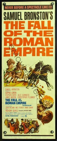 6v427 FALL OF THE ROMAN EMPIRE insert '64 Anthony Mann, Sophia Loren, cool gladiator artwork!