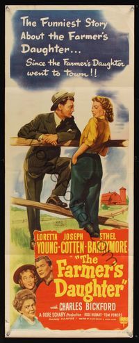 6v430 FARMER'S DAUGHTER insert '47 Loretta Young, Joseph Cotton, Ethel Barrymore