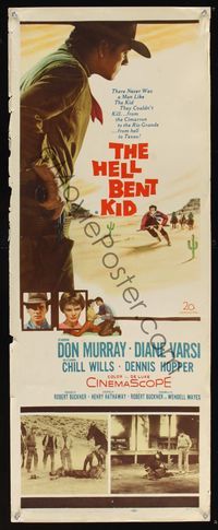 6v443 FROM HELL TO TEXAS insert '58 art of Don Murray drawing gun, Diane Varsi, The Hell Bent Kid!