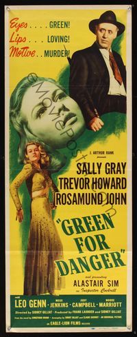 6v456 GREEN FOR DANGER insert '47 Sally Gray has loving lips, green eyes, but plans murder!