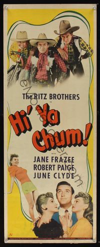 6v468 HI'YA CHUM insert '43 The Ritz Brothers in cowboy outfits + sexy Jane Frazee & June Clyde!