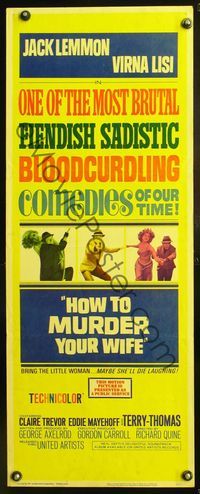 6v471 HOW TO MURDER YOUR WIFE insert '65 Jack Lemmon, Virna Lisi, the most sadistic comedy!