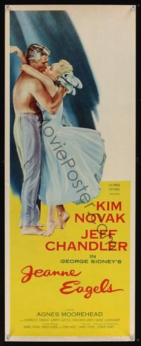 6v481 JEANNE EAGELS insert '57 full-length artwork of Kim Novak & Jeff Chandler kissing!