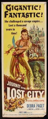 6v485 JOURNEY TO THE LOST CITY insert '59 directed by Fritz Lang, art of sexy Arabian Debra Paget!