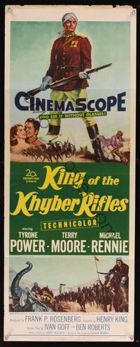 6v489 KING OF THE KHYBER RIFLES insert '54 art of British soldier Tyrone Power with gun!