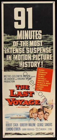 6v499 LAST VOYAGE insert '60 91 minutes of the most intense suspense in motion picture history!
