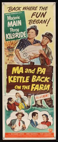 6v511 MA & PA KETTLE BACK ON THE FARM insert '51 Marjorie Main & Percy Kilbride find uranium!