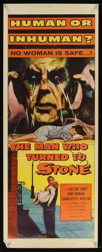 6v516 MAN WHO TURNED TO STONE insert '57 Victor Jory practices unholy medicine, no woman is safe!