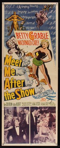 6v521 MEET ME AFTER THE SHOW insert '51 artwork of sexy dancer Betty Grable & top cast members!