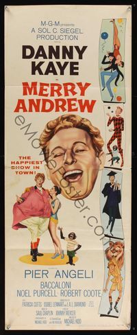 6v523 MERRY ANDREW insert '58 art of laughing Danny Kaye, Pier Angeli & chimp!