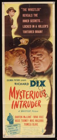 6v530 MYSTERIOUS INTRUDER insert '46 Richard Dix as The Whistler, from CBS Radio program!