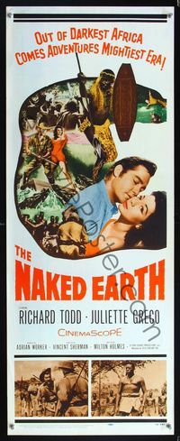 6v531 NAKED EARTH insert '58 sexy Juliette Greco, out of darkest Africa comes mighty adventure!