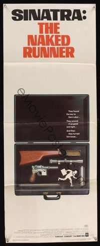 6v532 NAKED RUNNER insert '67 Frank Sinatra, cool image of sniper rifle gun dismantled in suitcase!