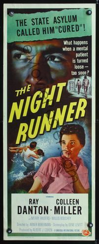 6v534 NIGHT RUNNER insert '57 released mental patient Ray Danton romances pretty Colleen Miller!