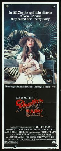 6v566 PRETTY BABY insert '78 directed by Louis Malle, young Brooke Shields sitting with doll!