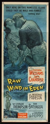 6v576 RAW WIND IN EDEN insert '58 sexy Esther Williams & Jeff Chandler kissing in the ocean!