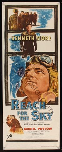 6v577 REACH FOR THE SKY insert '57 cool close up artwork of pilot Kenneth More!